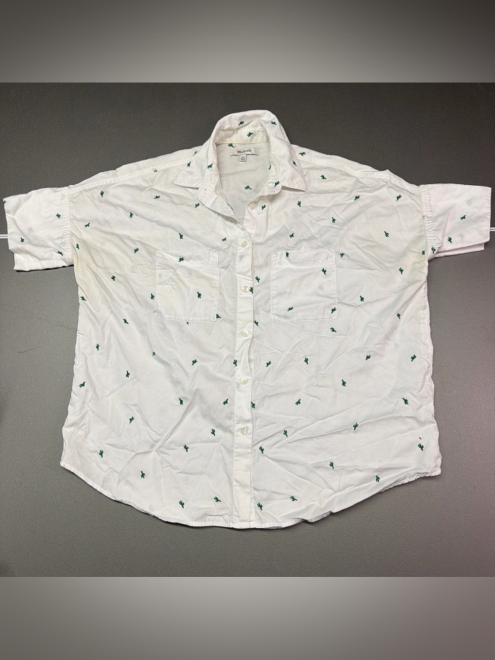 Women's Madewell Cactus Button Up Shirt Embroidered sz xxs Cotton